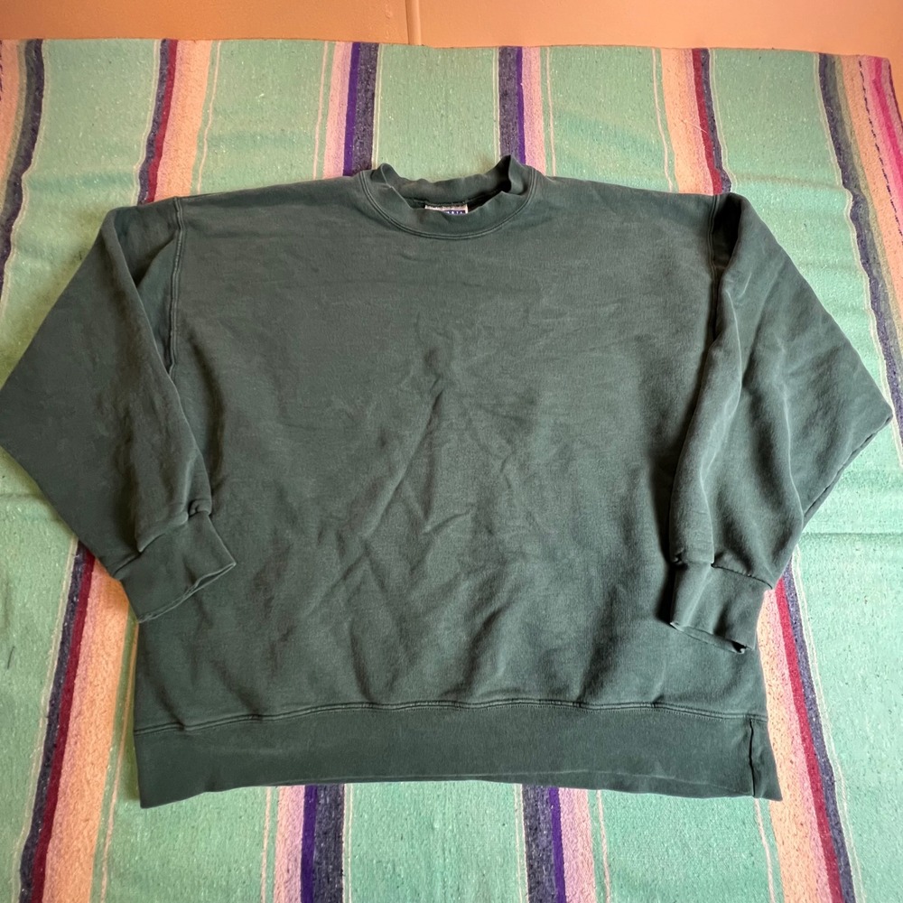 Hanes Sweatshirt Mens XL Green Ultimate Cotton PrintPro Crewneck Heavyweight